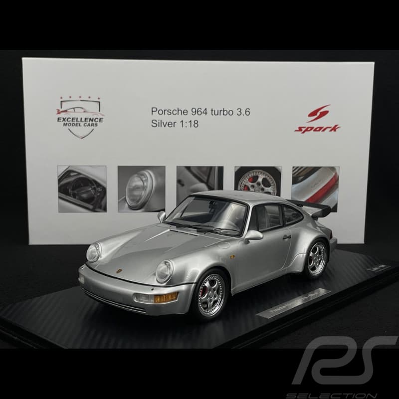 Miniature Porsche 911 Type 964 Turbo en gris argent