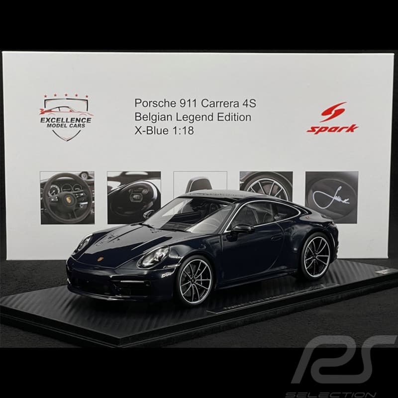Porsche 911 Carrera 4 Type 992 Belgian Legend Edition 2020 (Ickx) — X Blue, miniature Spark à l'échelle 1:18
